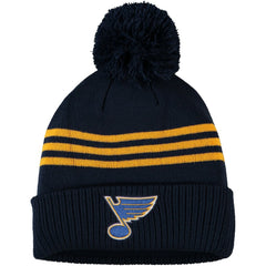 NHL St. Louis Blues adidas Locker Room Three Stripe Cuffed Knit Hat with Pom