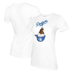 White Los Angeles Dodgers Tiny Turnip Women's Sundae Helmet T-Shirt