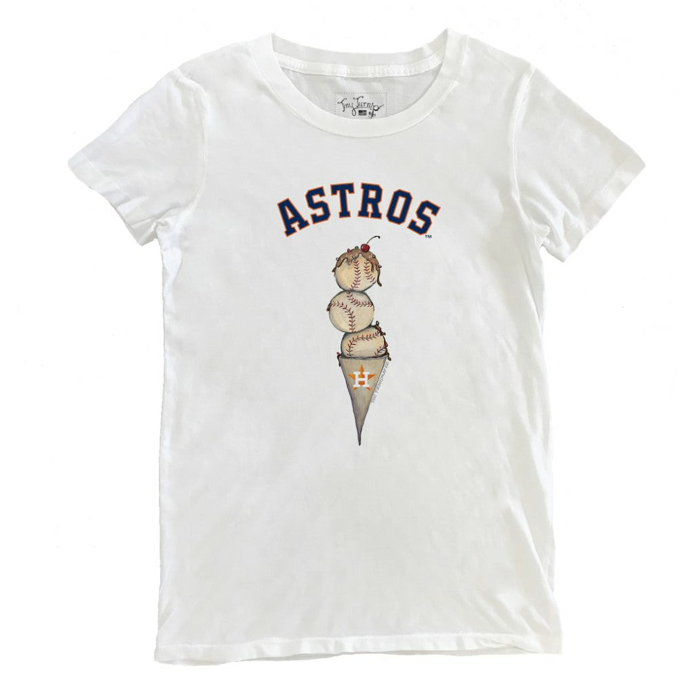 White Houston Astros Tiny Turnip Women's Triple Scoop T-Shirt
