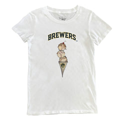 White Milwaukee Brewers Tiny Turnip Women's Triple Scoop T-Shirt