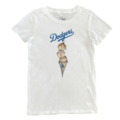 White Los Angeles Dodgers Tiny Turnip Women's Triple Scoop T-Shirt