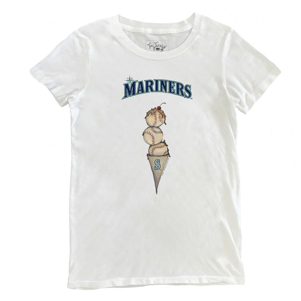 White Seattle Mariners Tiny Turnip Women's Triple Scoop T-Shirt