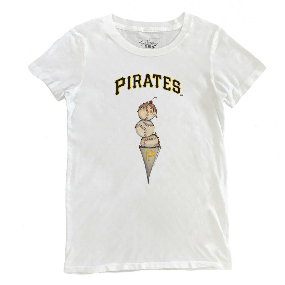 White Pittsburgh Pirates Tiny Turnip Women's Triple Scoop T-Shirt