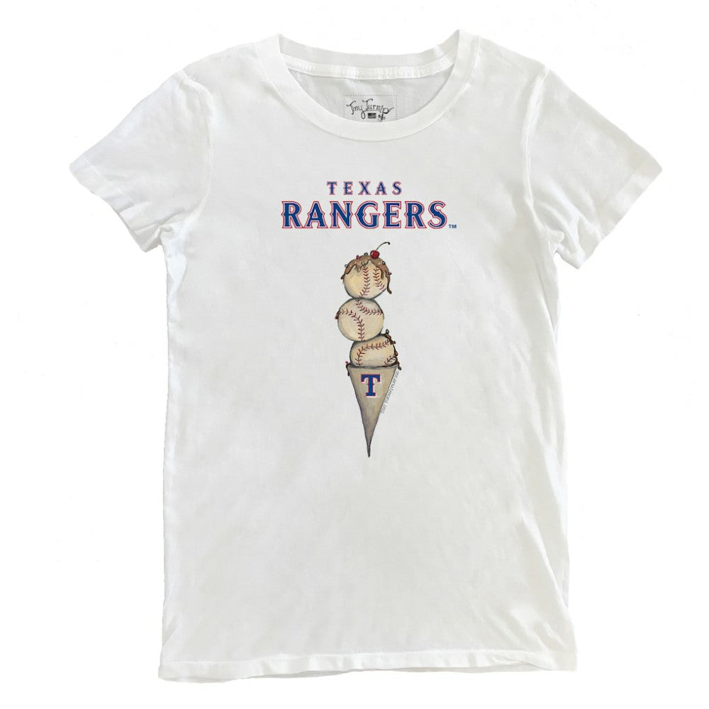 White Texas Rangers Tiny Turnip Women's Triple Scoop T-Shirt