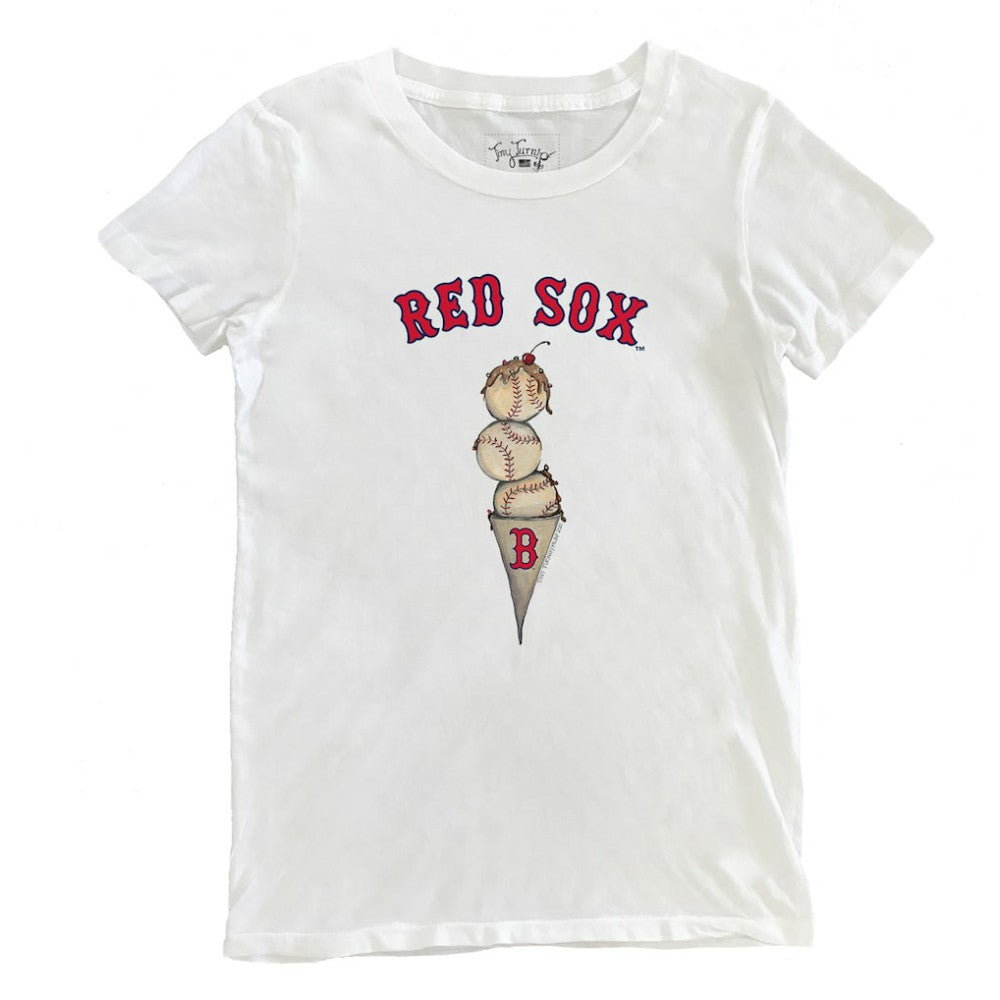 White Boston Red Sox Tiny Turnip Women's Triple Scoop T-Shirt