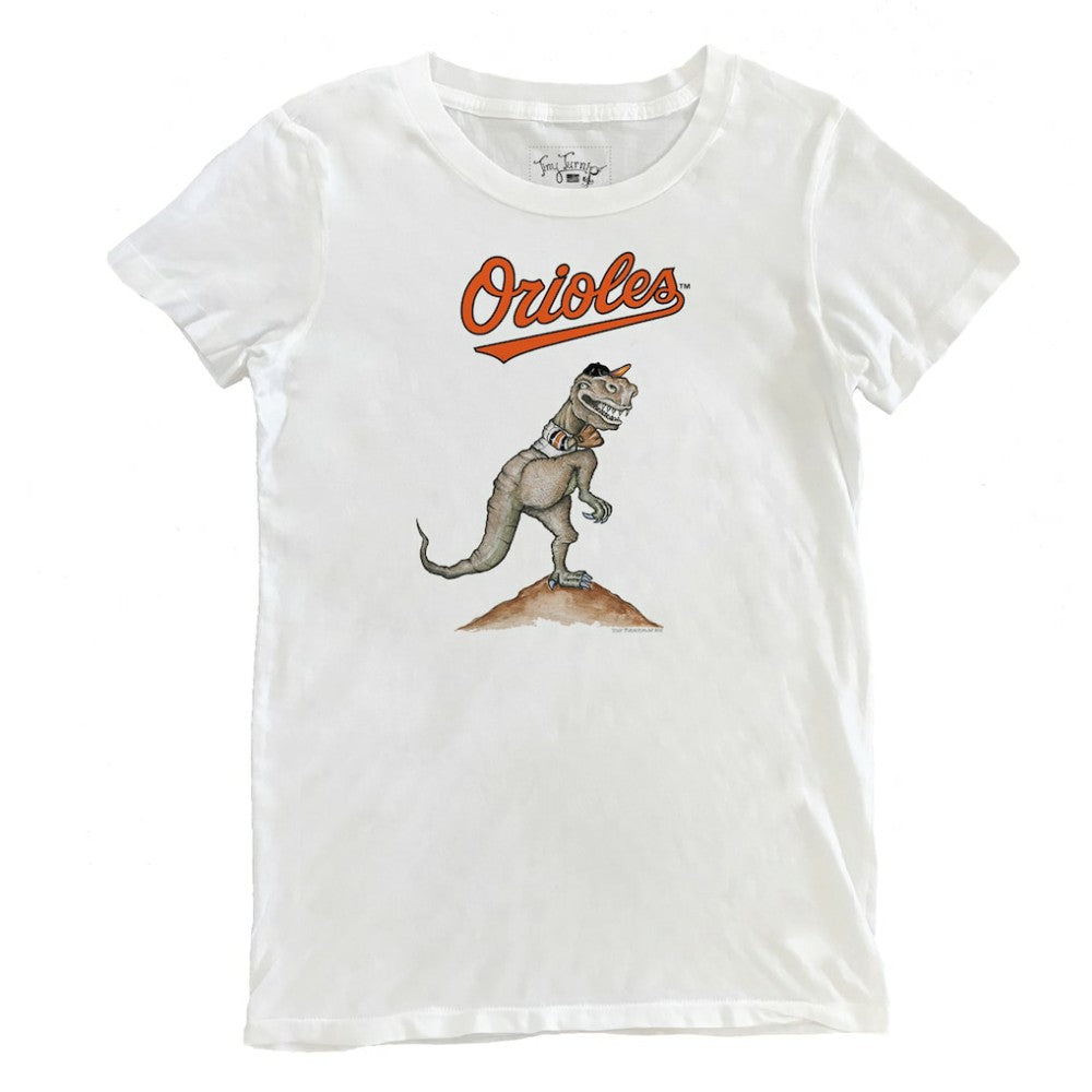 White Baltimore Orioles Tiny Turnip Women's TT Rex T-Shirt