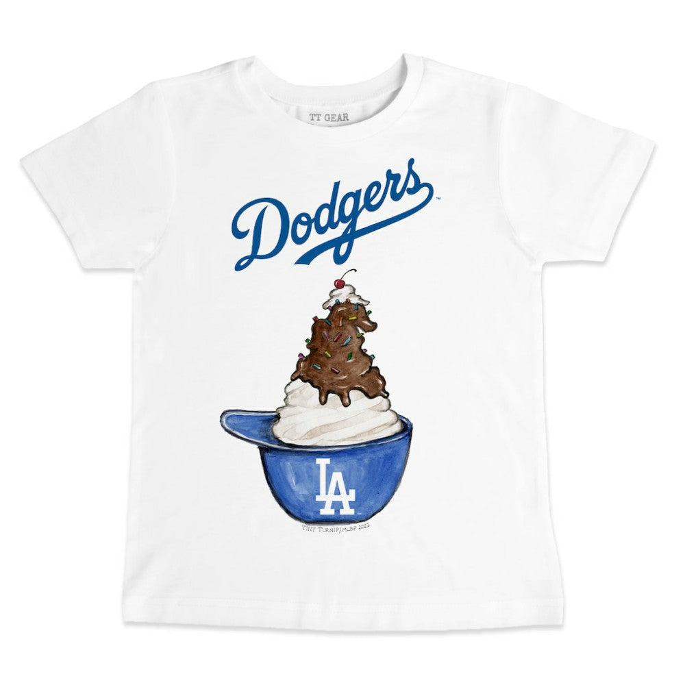 White Los Angeles Dodgers Tiny Turnip Youth Sundae Helmet T-Shirt