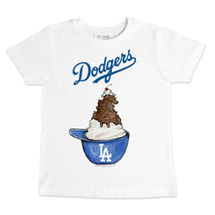 White Los Angeles Dodgers Tiny Turnip Youth Sundae Helmet T-Shirt