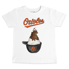 White Baltimore Orioles Tiny Turnip Youth Sundae Helmet T-Shirt