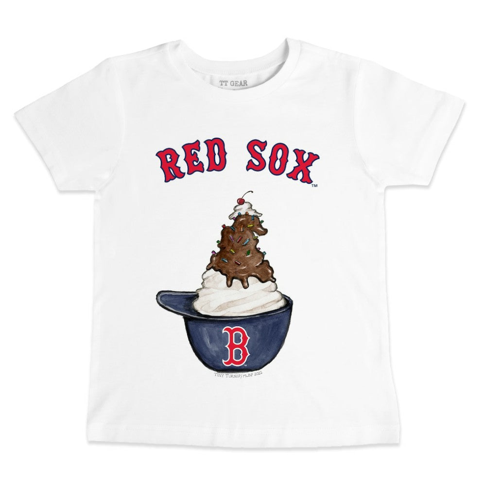 White Boston Red Sox Tiny Turnip Youth Sundae Helmet T-Shirt