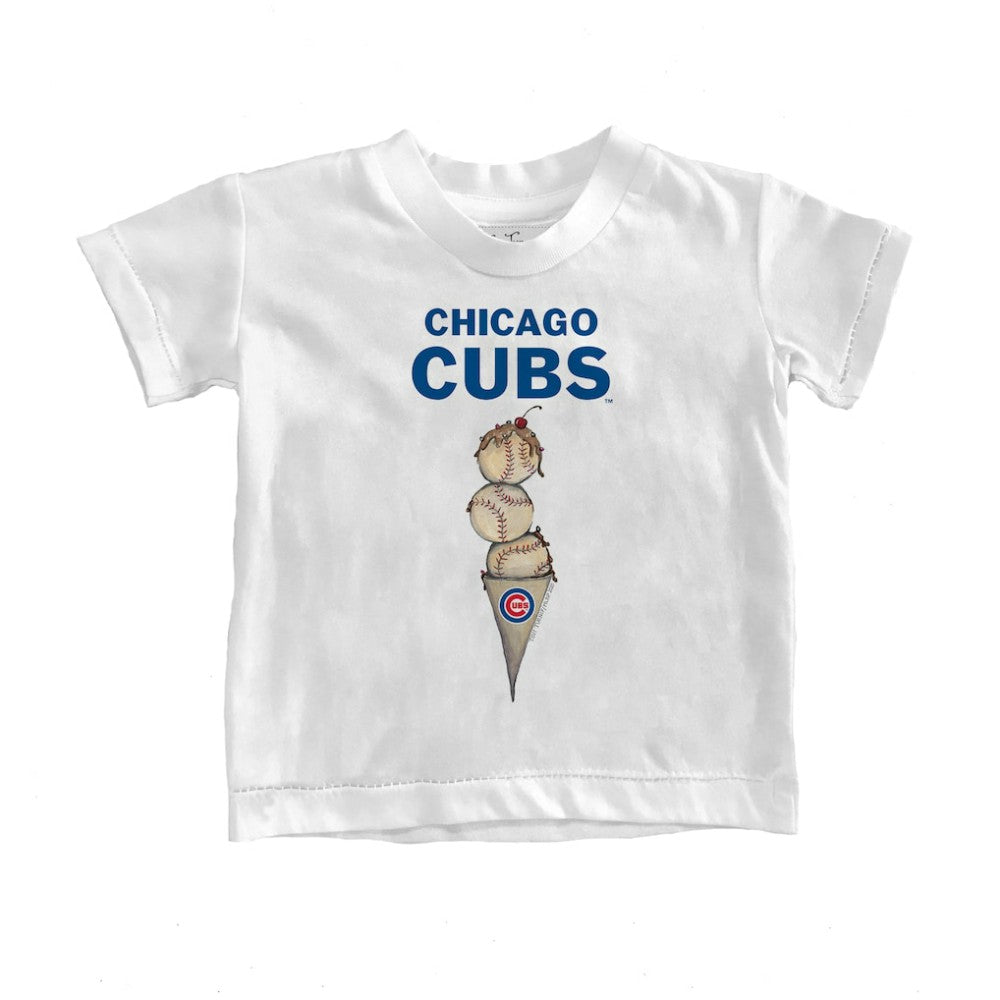 White Chicago Cubs Tiny Turnip Youth Triple Scoop T-Shirt