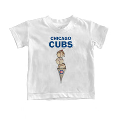 White Chicago Cubs Tiny Turnip Youth Triple Scoop T-Shirt