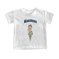 White Seattle Mariners Tiny Turnip Youth Triple Scoop T-Shirt
