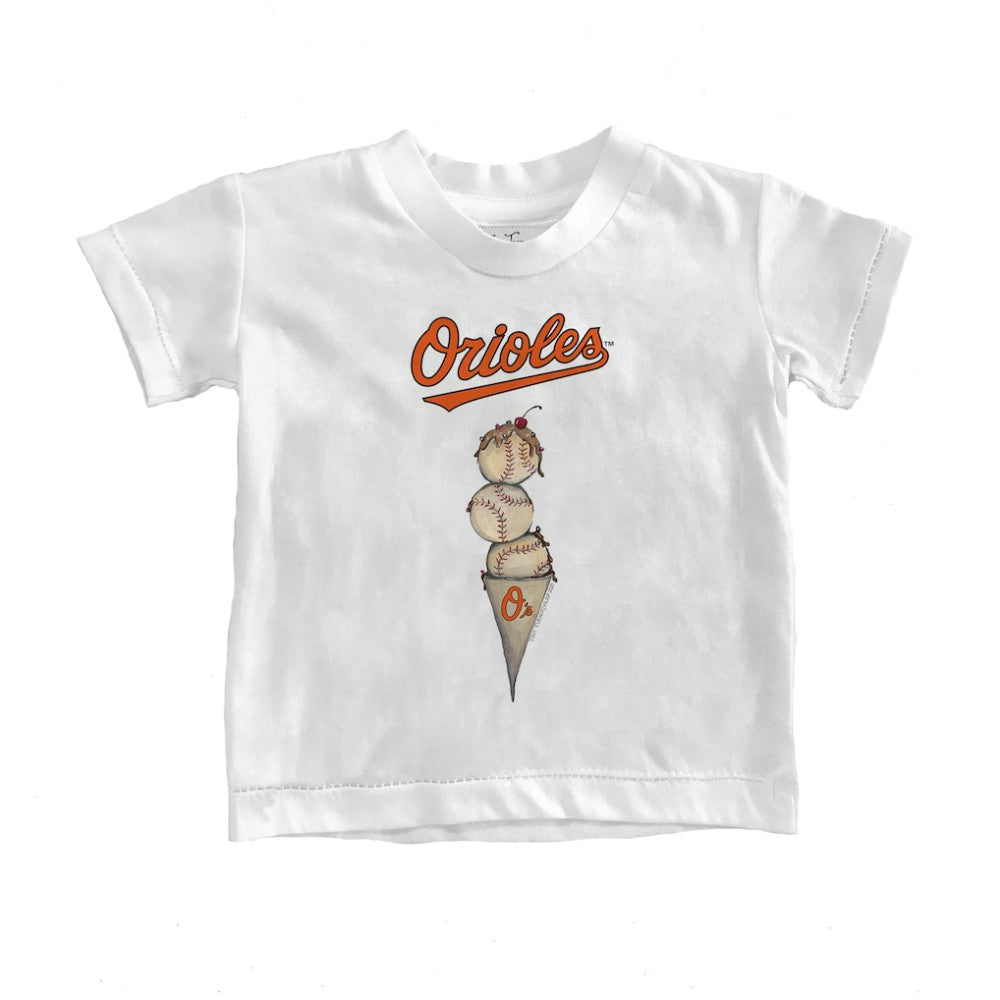 White Baltimore Orioles Tiny Turnip Youth Triple Scoop T-Shirt