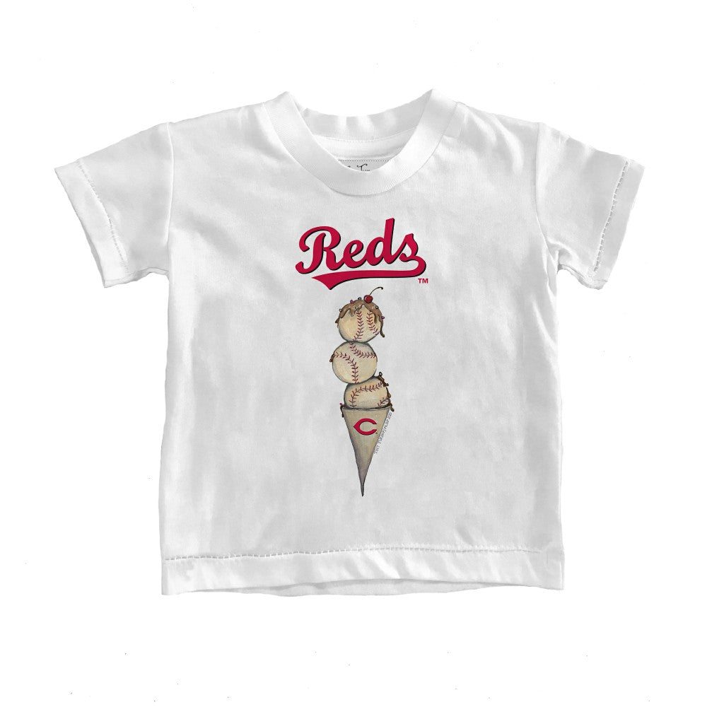 White Cincinnati Reds Tiny Turnip Youth Triple Scoop T-Shirt