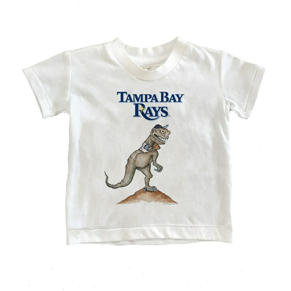 White Tampa Bay Rays Tiny Turnip Youth TT Rex T-Shirt