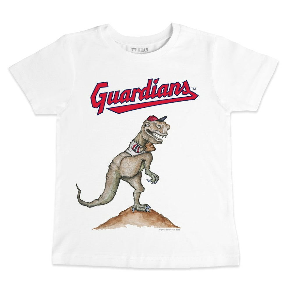White Cleveland Guardians Tiny Turnip Youth TT Rex T-Shirt