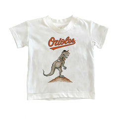 White Baltimore Orioles Tiny Turnip Youth TT Rex T-Shirt