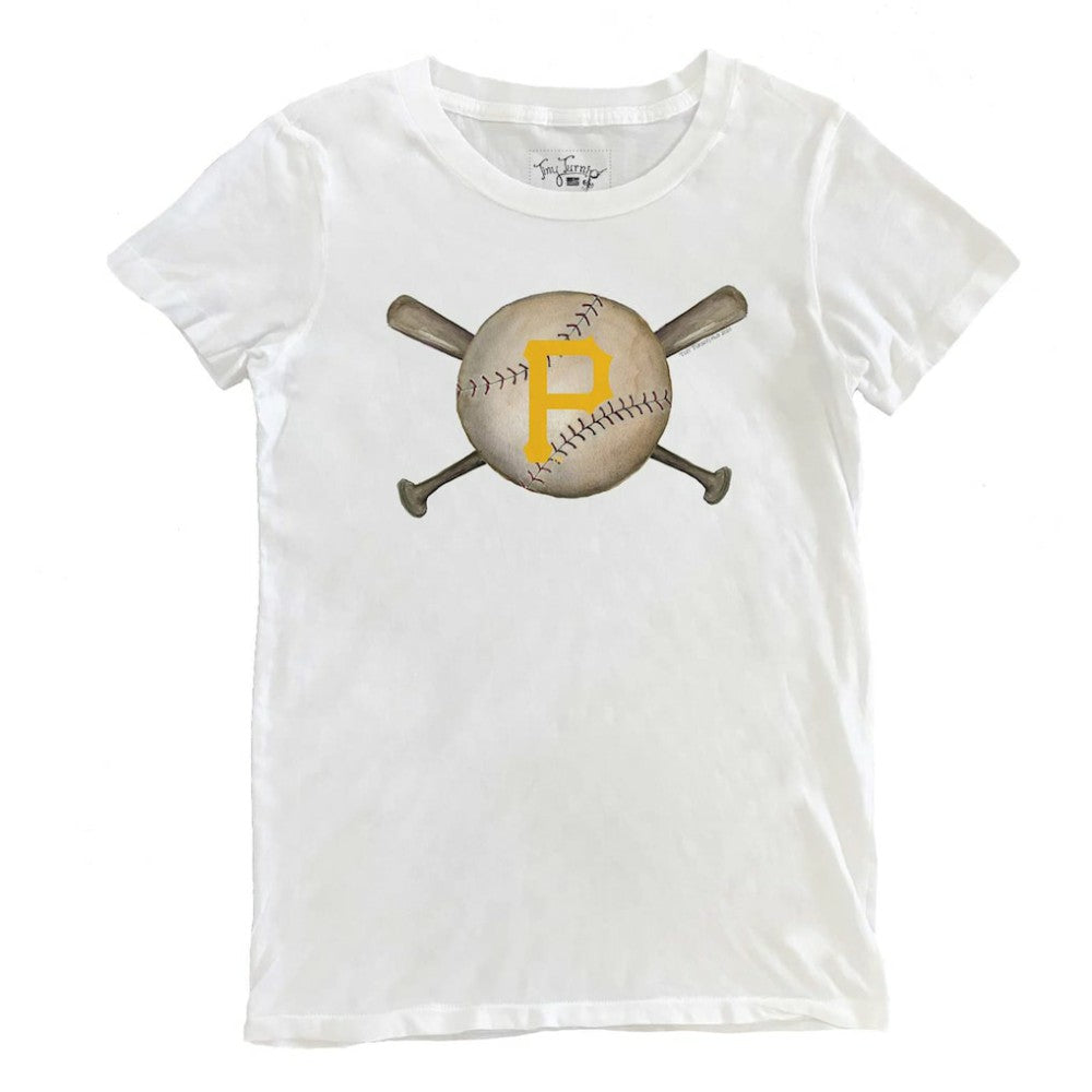 White Pittsburgh Pirates Tiny Turnip Women's Baseball Crossbats T-Shirt
