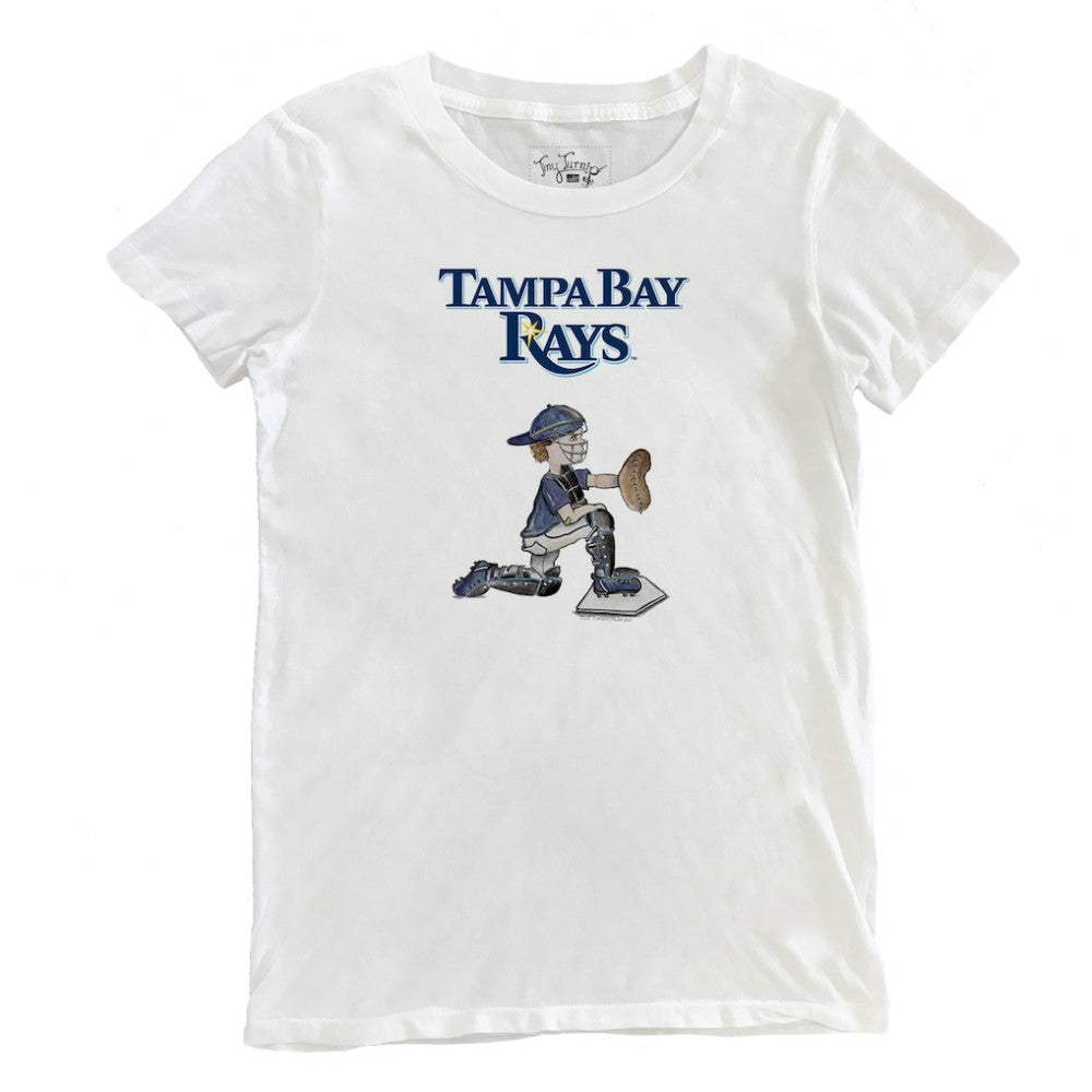 White Tampa Bay Rays Tiny Turnip Women's Caleb the Catcher T-Shirt