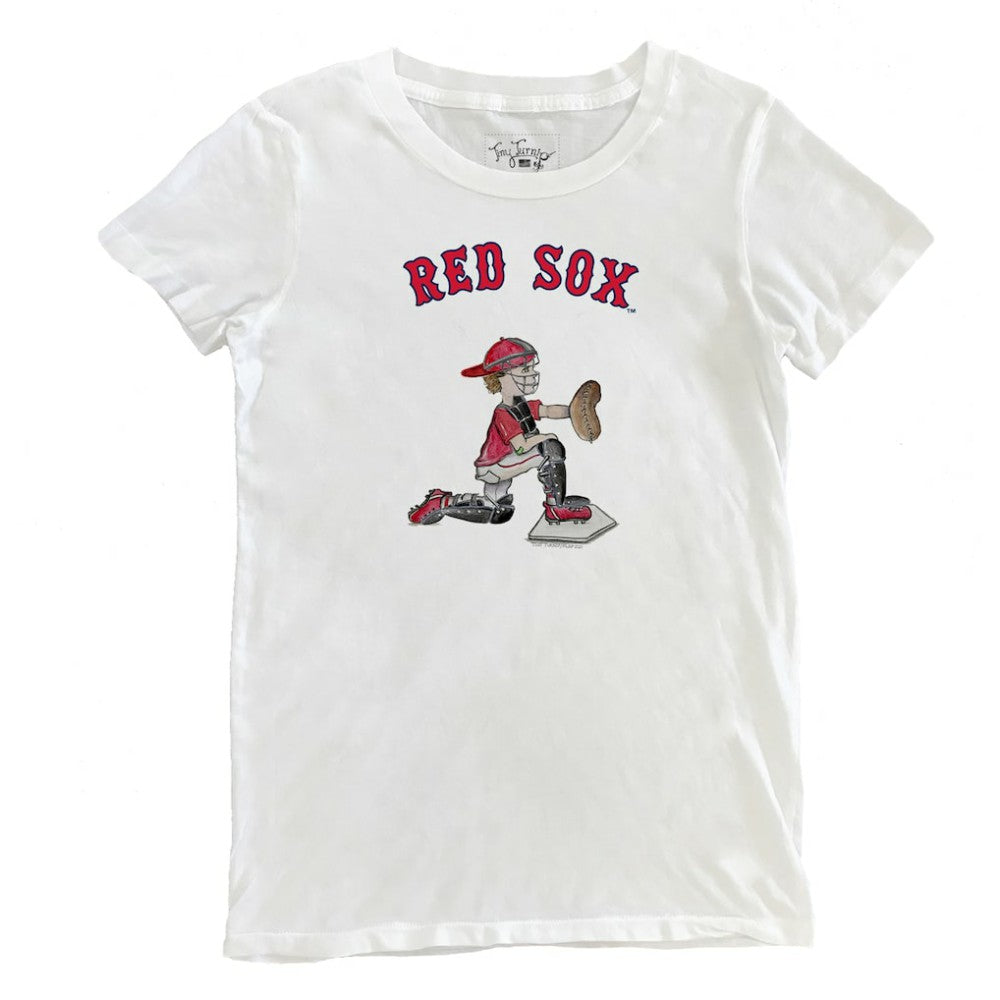 White Boston Red Sox Tiny Turnip Women's Caleb the Catcher T-Shirt