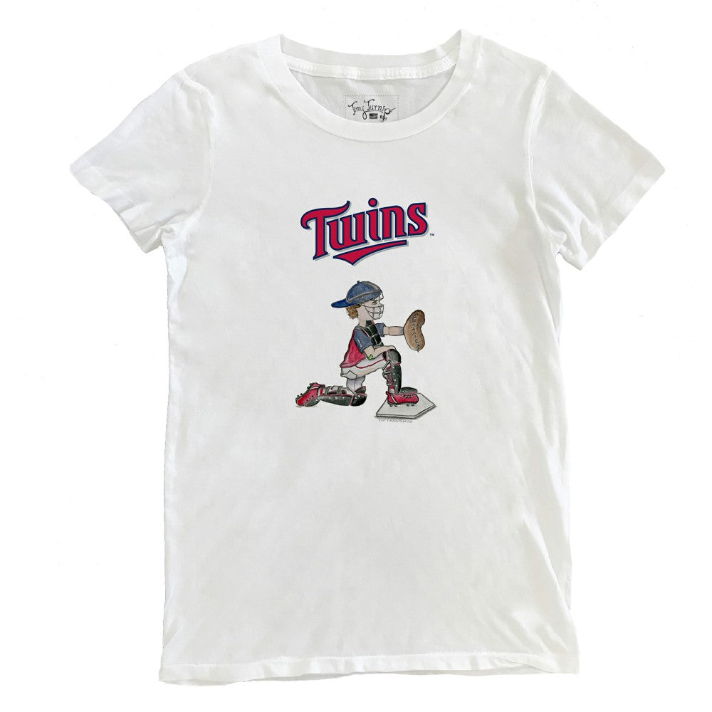 White Minnesota Twins Tiny Turnip Women's Caleb the Catcher T-Shirt