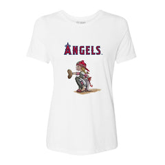 White Los Angeles Angels Tiny Turnip Women's Kate the Catcher T-Shirt