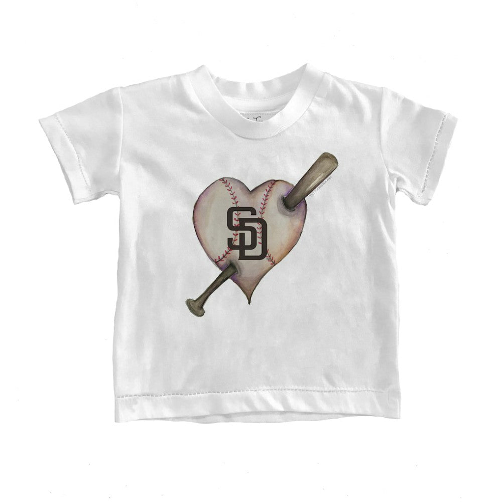 White San Diego Padres Tiny Turnip Youth Heart Bat T-Shirt