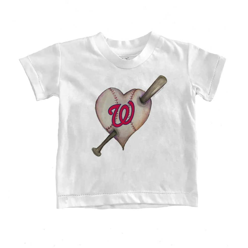 White Washington Nationals Tiny Turnip Youth Heart Bat T-Shirt