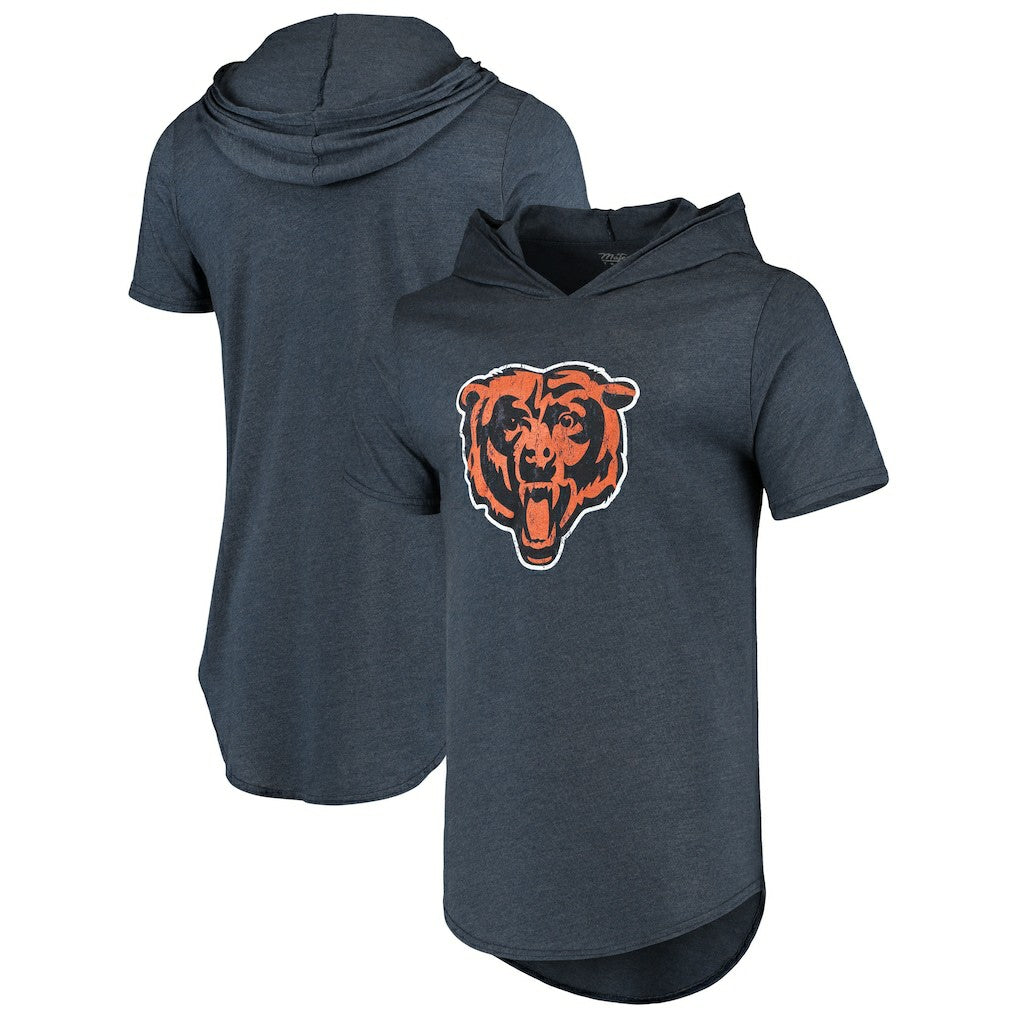 Majestic Threads Primary Logo Tri-Blend Hoodie T-Shirt - Chicago Bears Hoodies