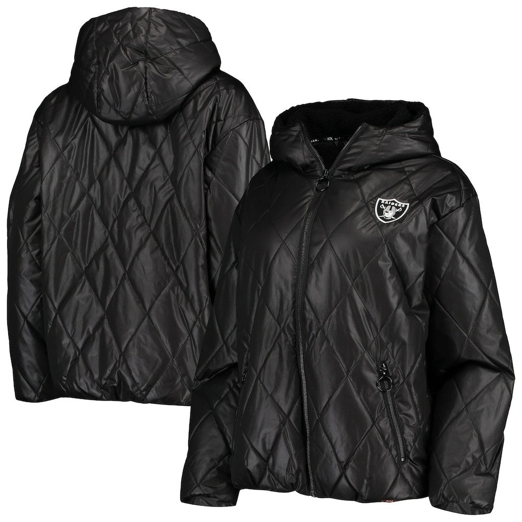 MSX by Michael Strahan Women's Charlotte Full-Zip Hoodie Puffer Jacket - Las Vegas Raiders Hoodies