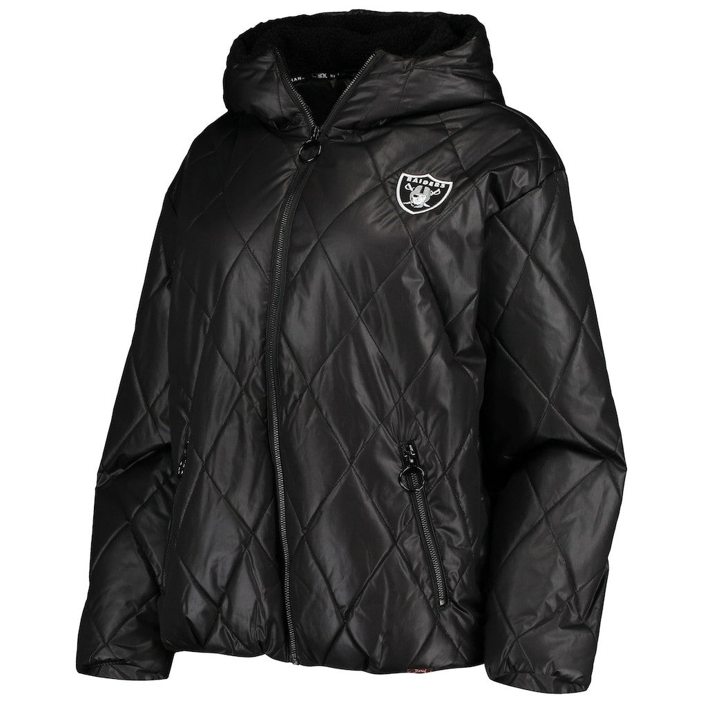 MSX by Michael Strahan Women's Charlotte Full-Zip Hoodie Puffer Jacket - Las Vegas Raiders Hoodies