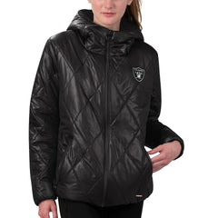 MSX by Michael Strahan Women's Charlotte Full-Zip Hoodie Puffer Jacket - Las Vegas Raiders Hoodies