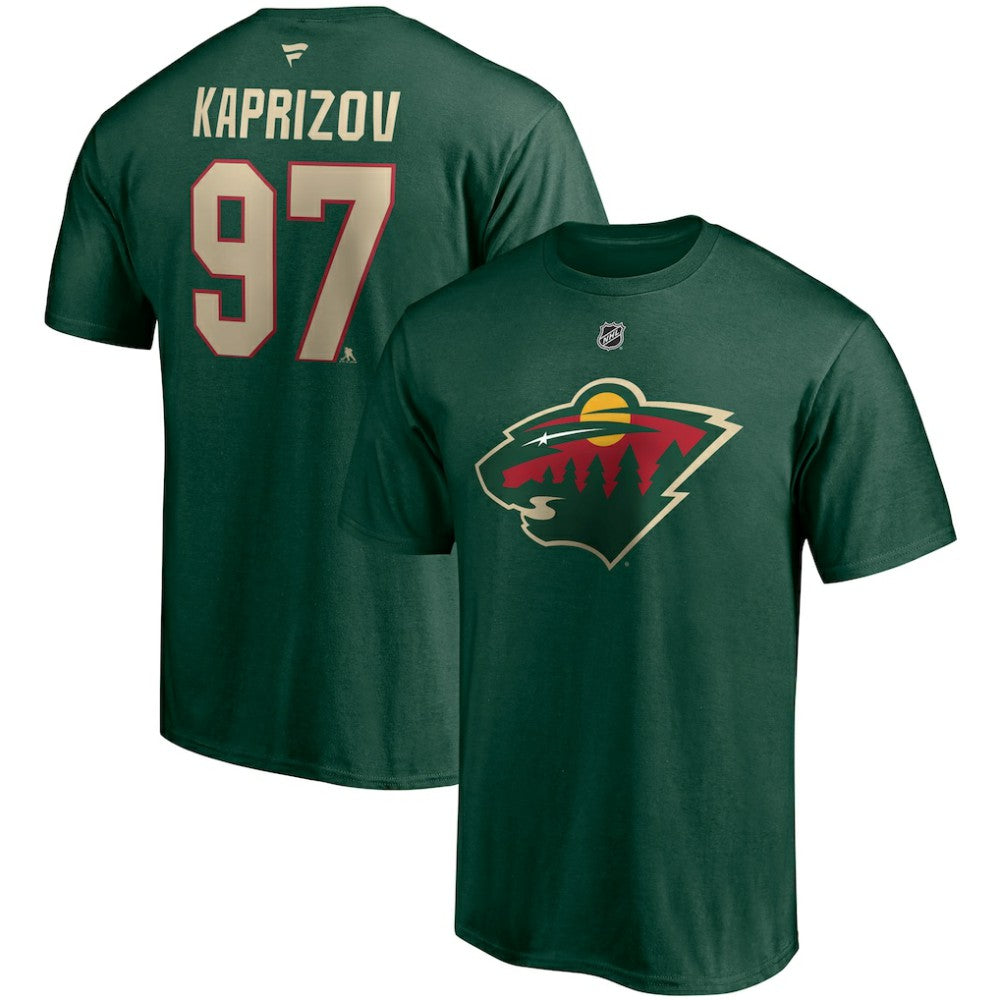 NHL Kirill Kaprizov Minnesota Wild Fanatics Authentic Stack Name & Number T-Shirt