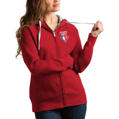 Atlanta Hawks Antigua Women's NBA 75th Anniversary Victory Full-Zip Hoodie