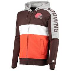 Starter Playoffs Color Block Full-Zip Hoodie - Cleveland Browns Hoodies
