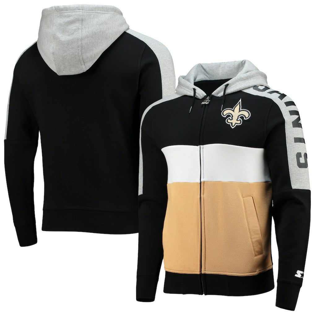 Starter Playoffs Color Block Full-Zip Hoodie - New Orleans Saints Hoodies