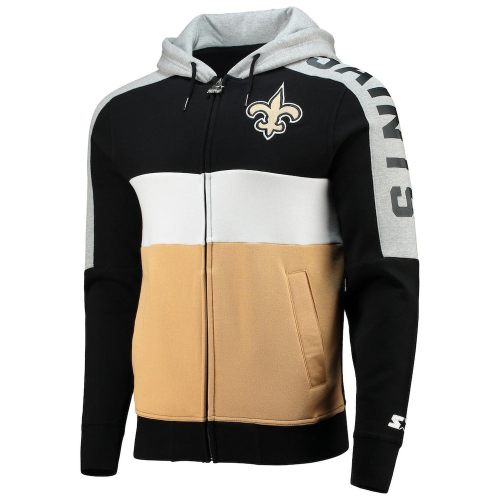 Starter Playoffs Color Block Full-Zip Hoodie - New Orleans Saints Hoodies