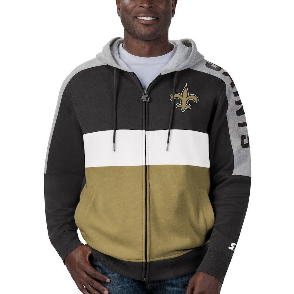 Starter Playoffs Color Block Full-Zip Hoodie - New Orleans Saints Hoodies