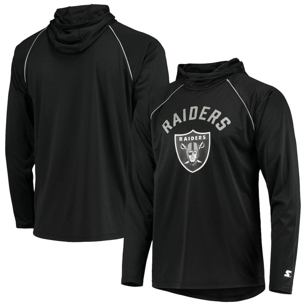Starter Raglan Long Sleeve Hoodie T-Shirt - Las Vegas Raiders Hoodies
