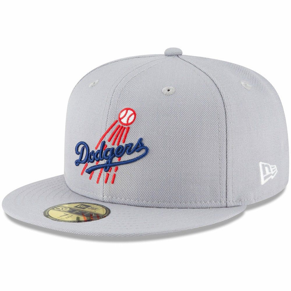 Gray Los Angeles Dodgers New Era Cooperstown Collection Logo 59FIFTY Fitted Hat