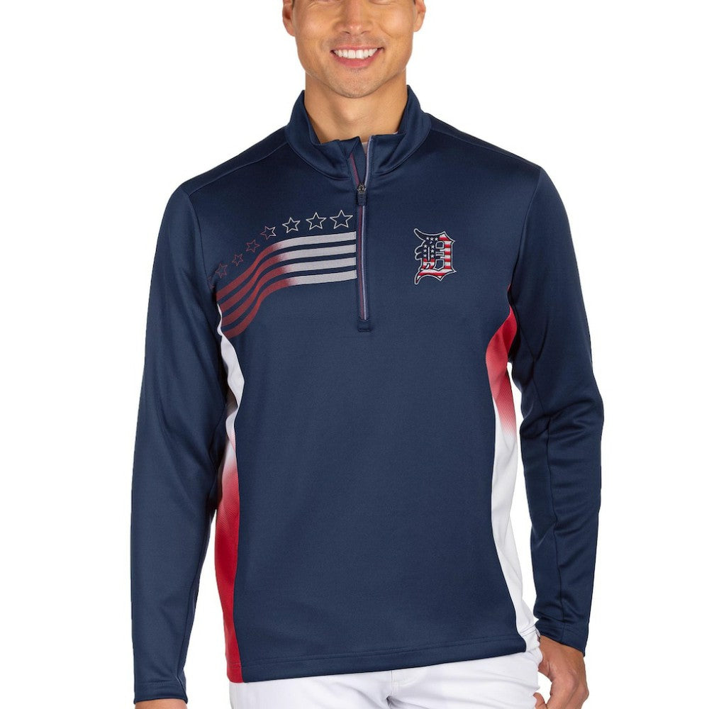 Navy Detroit Tigers Antigua Liberty Quarter-Zip Pullover Jacket