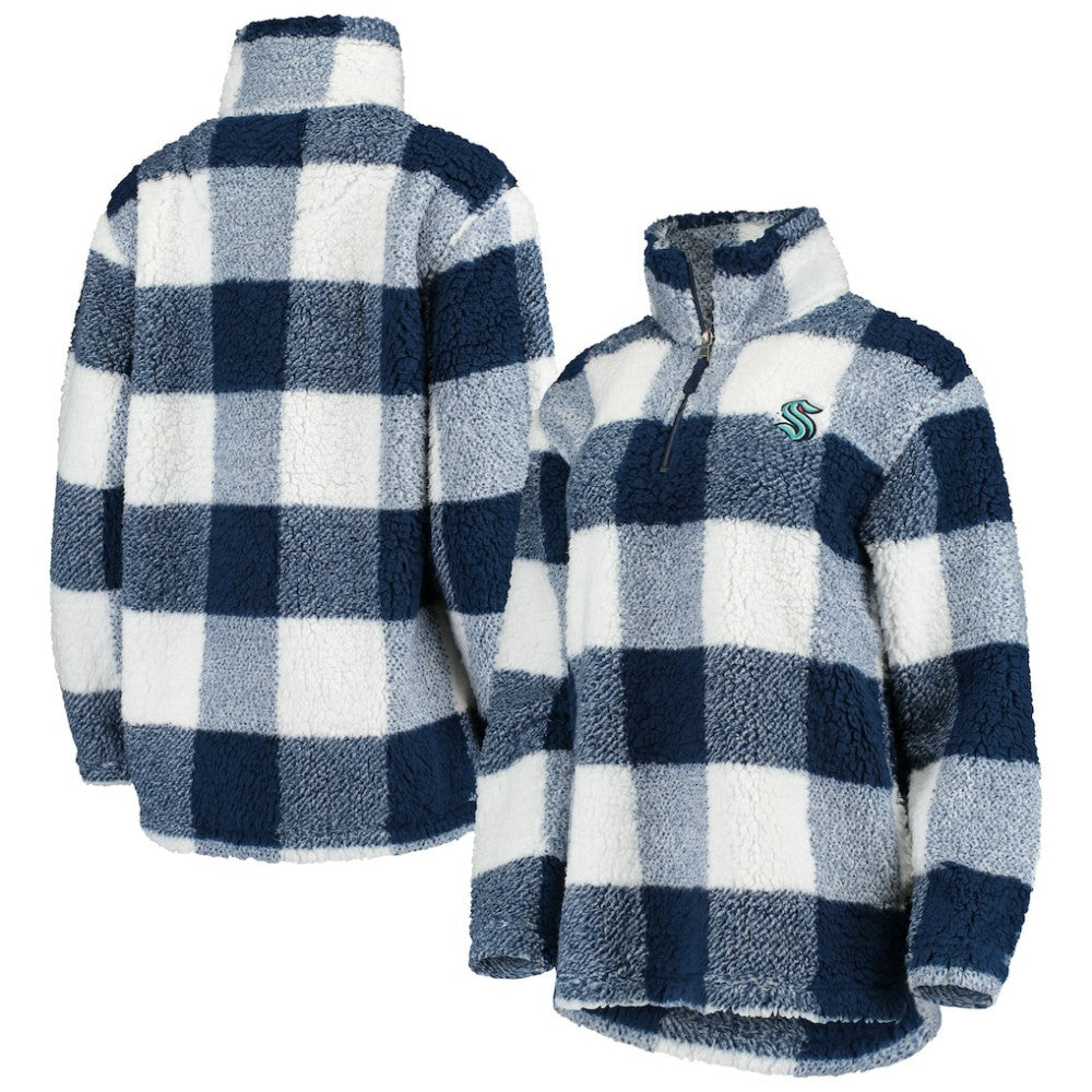 NHL Seattle Kraken G-III 4Her by Carl Banks Women's Plaid Sherpa Quarter-Zip Jacket