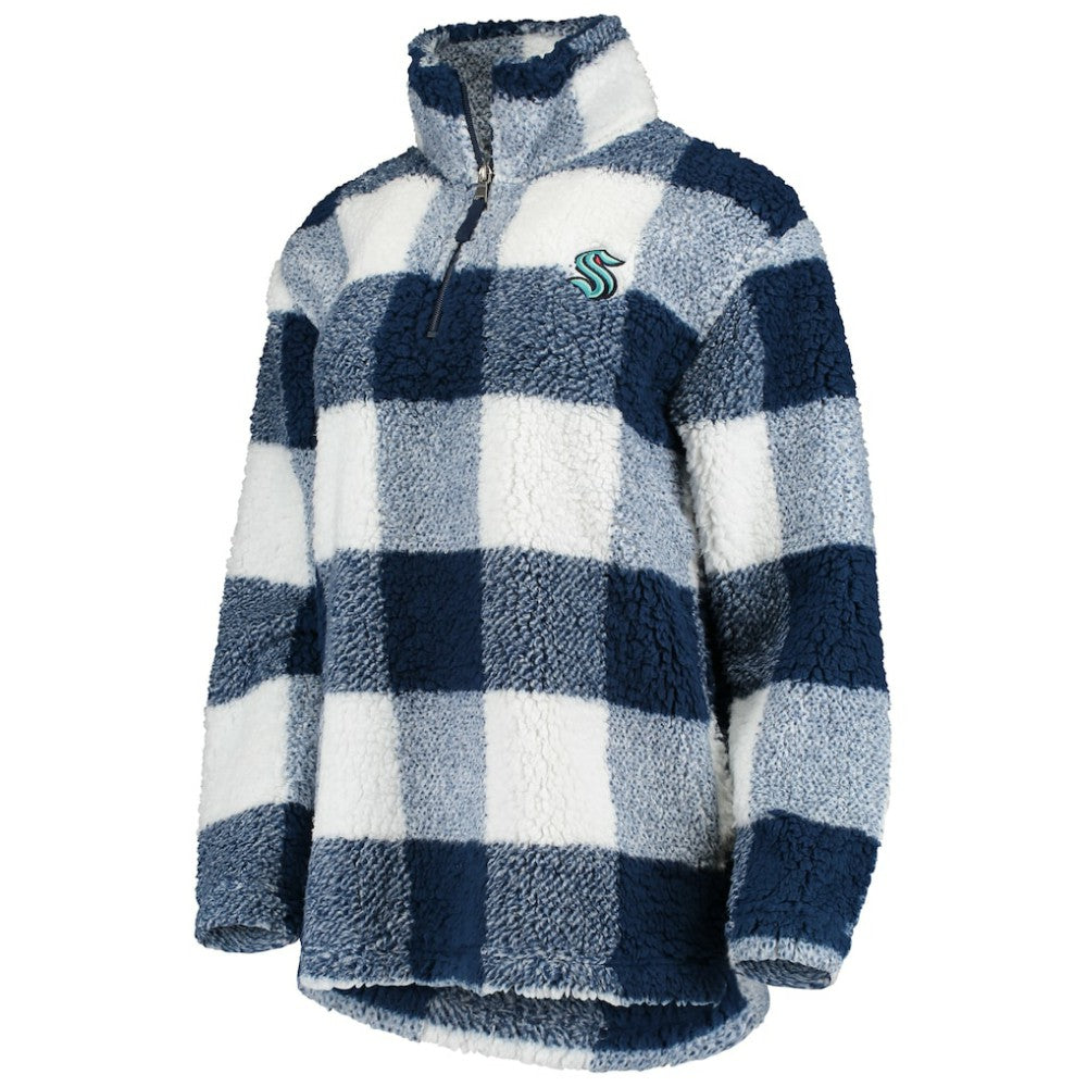 NHL Seattle Kraken G-III 4Her by Carl Banks Women's Plaid Sherpa Quarter-Zip Jacket