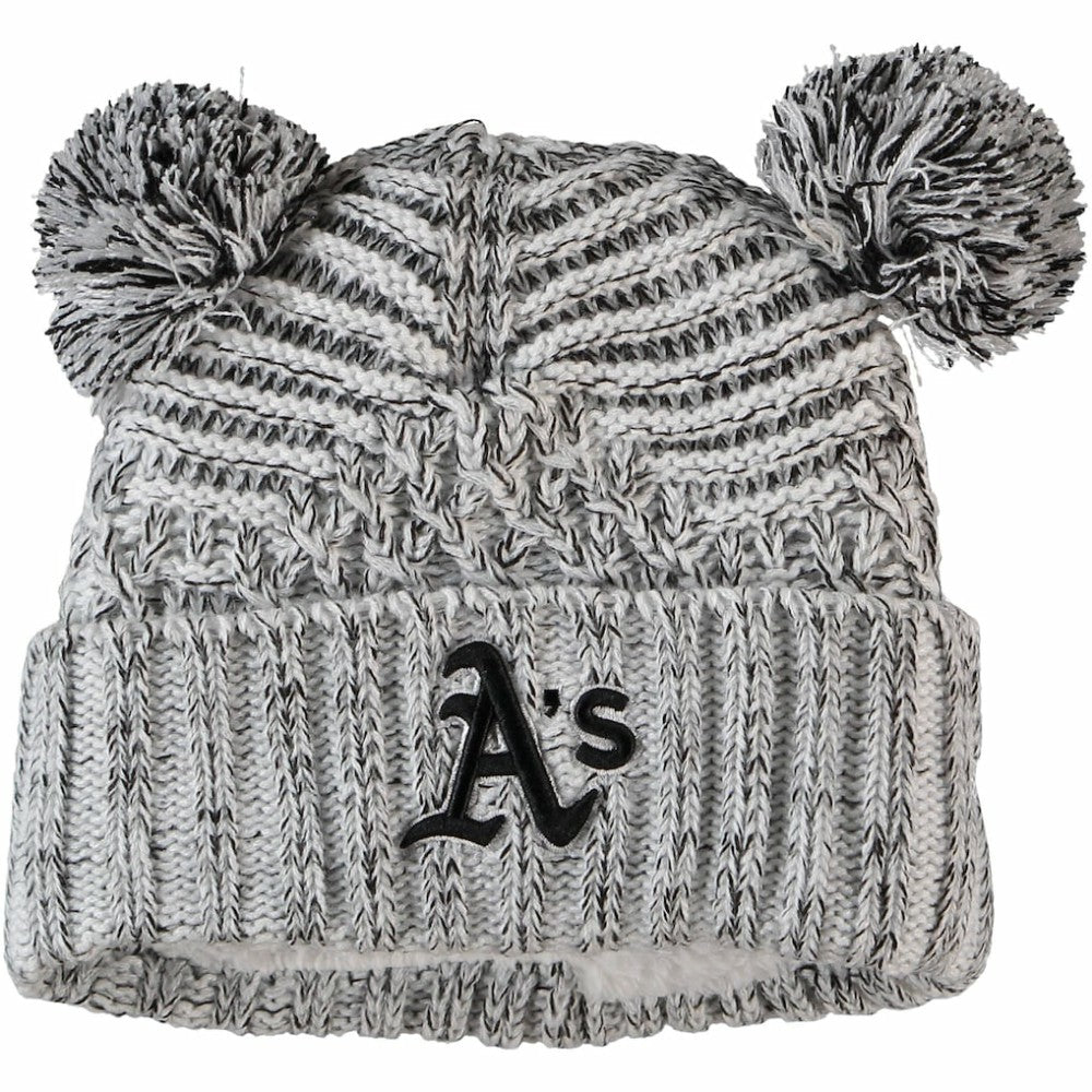 Gray Athletics New Era Women's Dual Cuffed Knit Hat with Poms