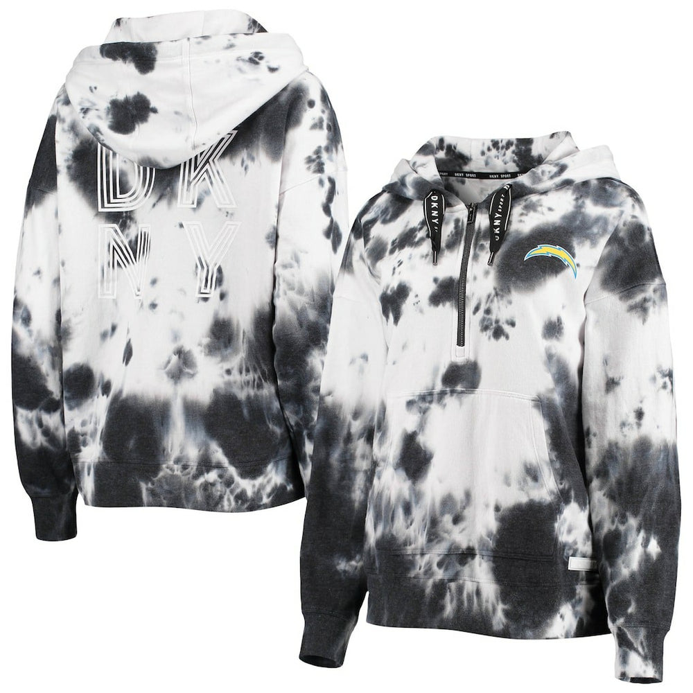 DKNY Sport Women's Dakota Oversized Tie-Dye Half-Zip Hoodie - Los Angeles Chargers Hoodies