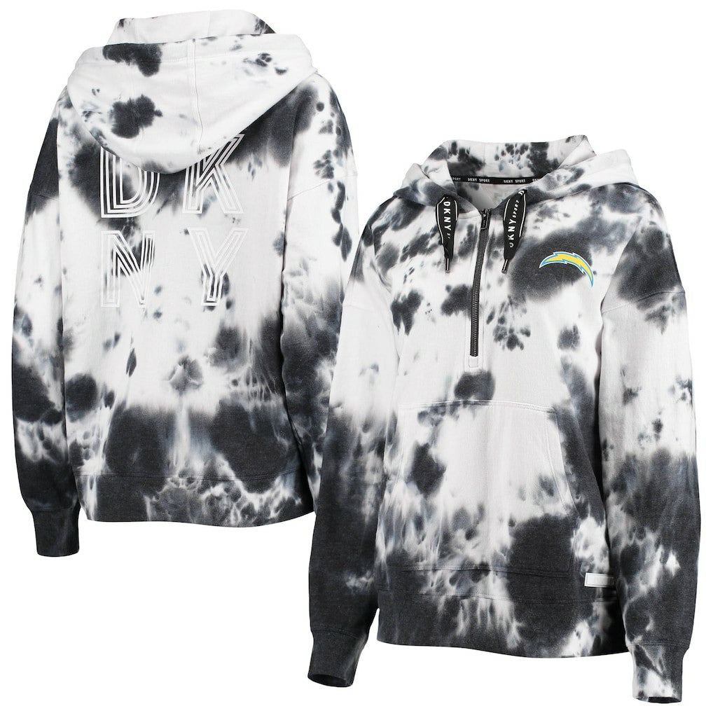DKNY Sport Women's Dakota Oversized Tie-Dye Half-Zip Hoodie - Los Angeles Chargers Hoodies