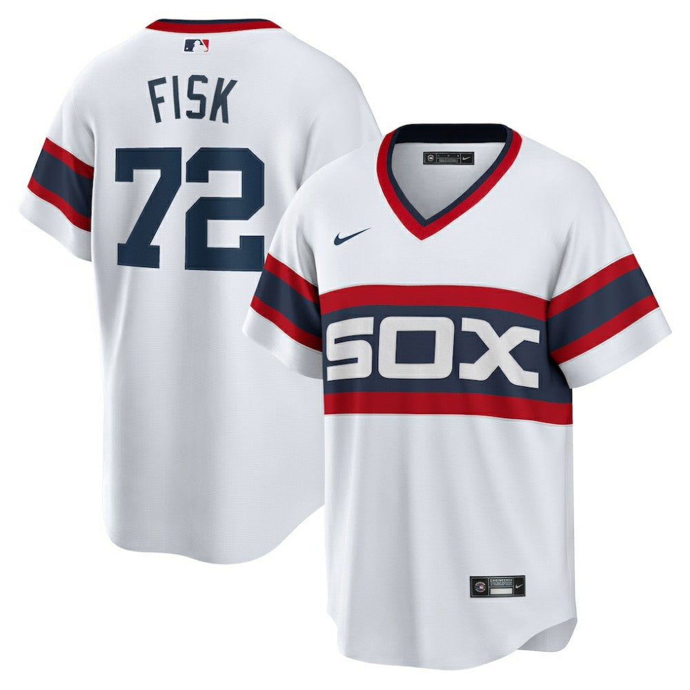 White Carlton Fisk Chicago White Sox Nike Home Cooperstown Collection Team Player Jersey