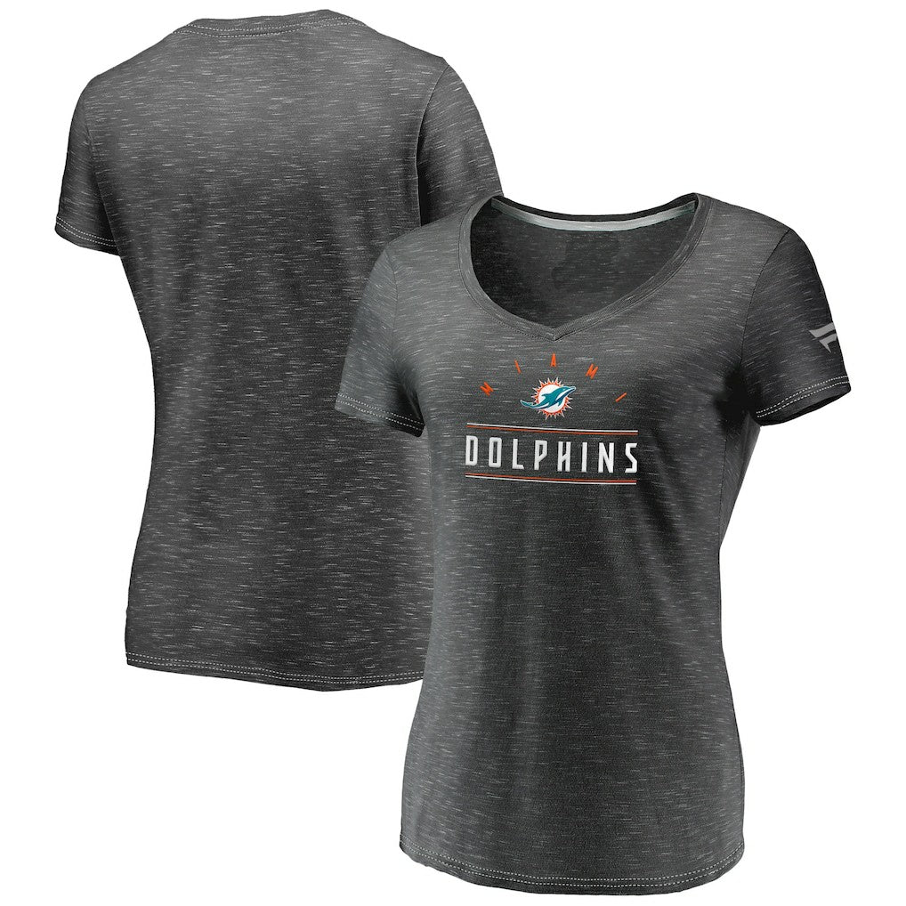 Women's League Leader Space Dye V-Neck T-Shirt - Miami Dolphins T-shirts