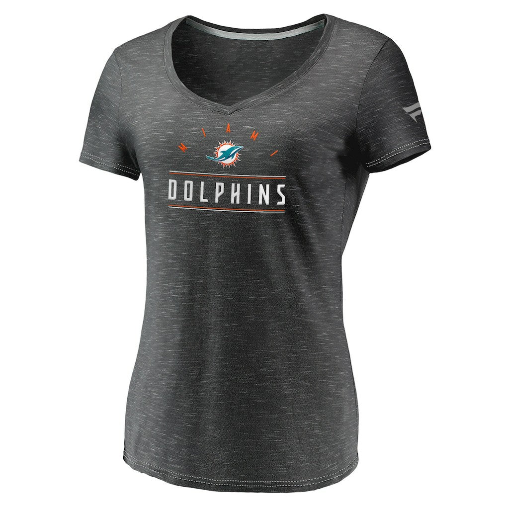 Women's League Leader Space Dye V-Neck T-Shirt - Miami Dolphins T-shirts